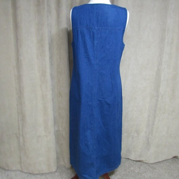 Talbots Vintage 100% Cotton Denim Button Down Tank Dress Size 14 - Picture 9 of 16